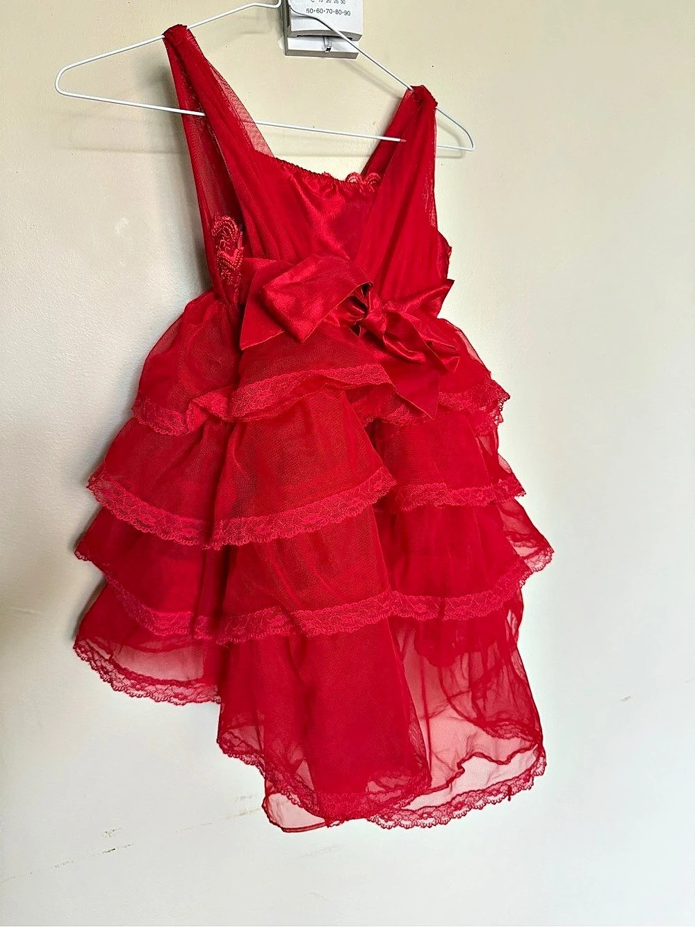 Red Ruffle Party Dress - Picture 2 of 7